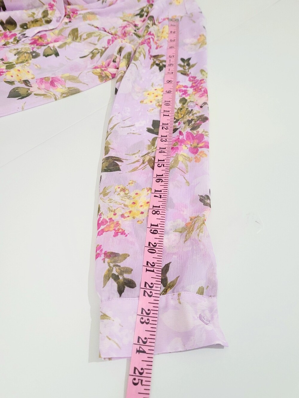 KUT From The Kloth Women Large Floral Blouse Lavender Sheer Button Front Top - Picture 12 of 13